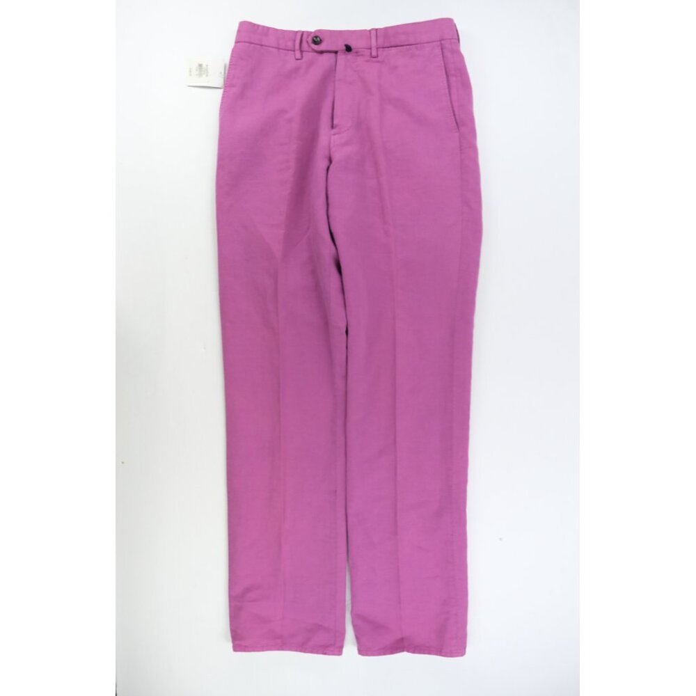 BUGATCHI Uomo Pants Mens 32 Linen Blend Stretch Regular Fit Pink 31 x 34.5